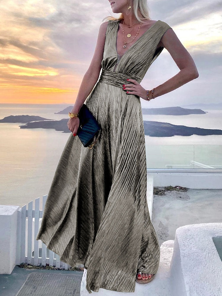 Hoobd Sexy Dress Women Elegant Solid Strapless Maxi Party Dress Summer Casual Sleeveless Female Streetwear Long Dress Vestidos